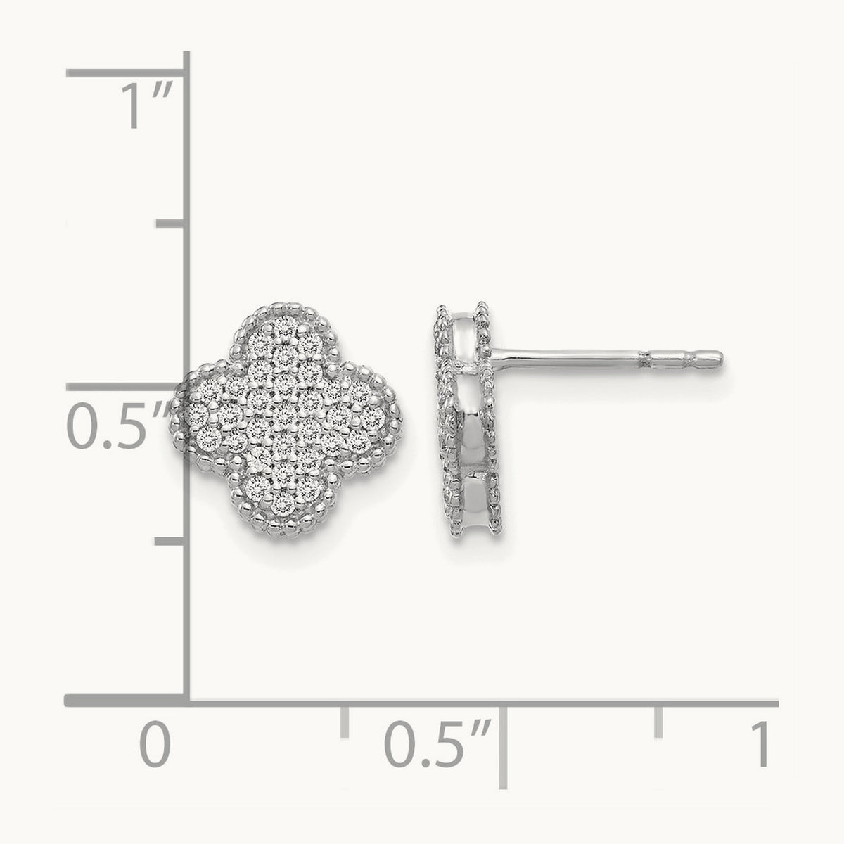 Diamond Quatrefoil Post Earrings — 14K White Gold