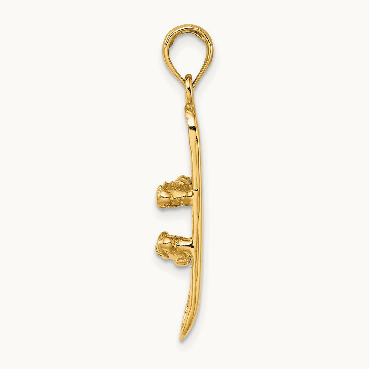 Solid Polished 3-D Snowboard Charm, 14K