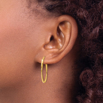 Twisted Oval Hoop Earrings — 14K Yellow Gold