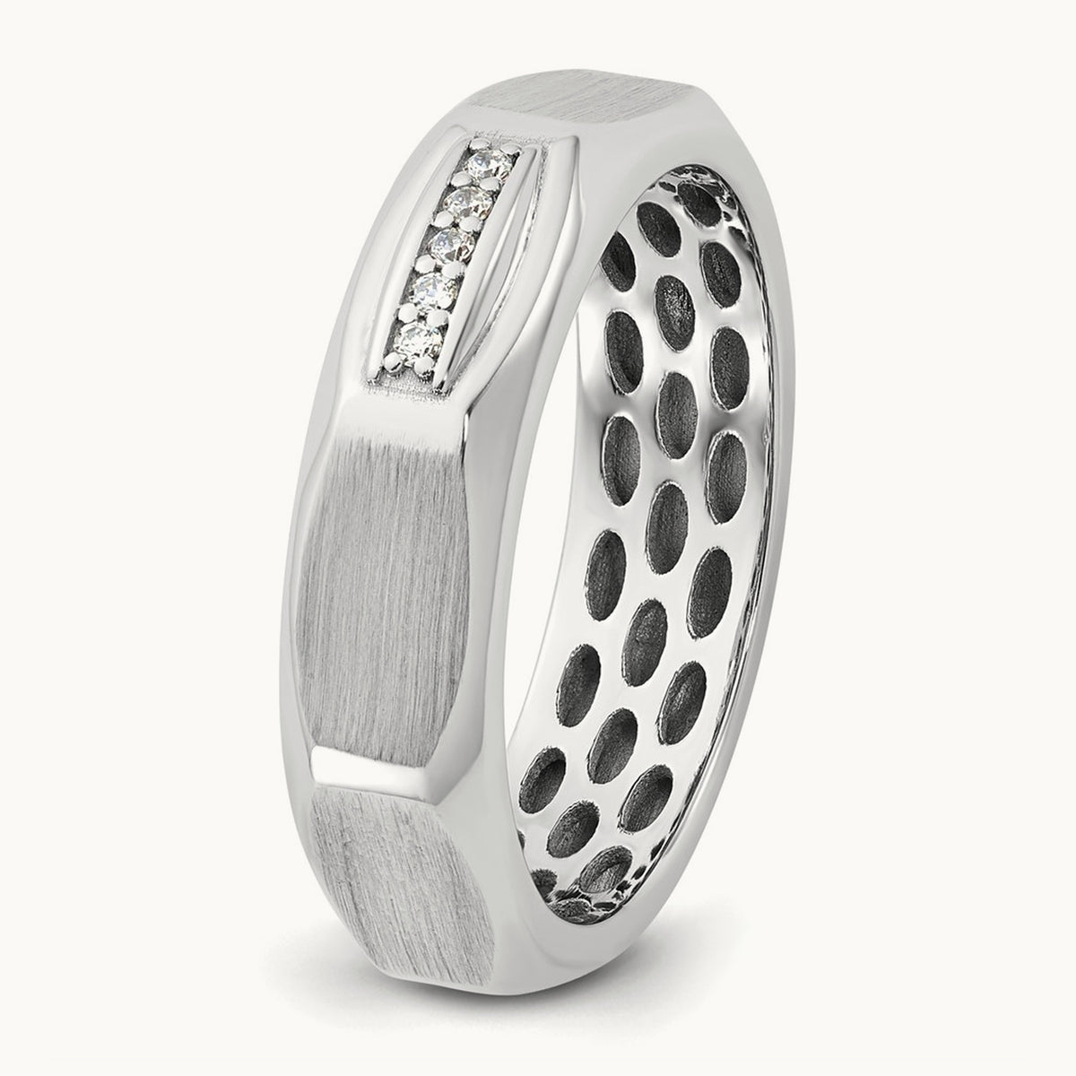 IB Goodman Mens Satin Complete 1/20ct Diamond Ring, 14K White Gold