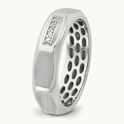 IB Goodman Mens Satin Complete 1/20ct Diamond Ring, 14K White Gold