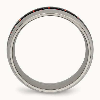 Polished with Black/Red Carbon Fiber Inlay Ring, 8mm, Titanium