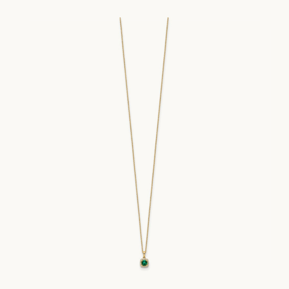 Created Emerald Necklace, 1/10 ct Lab-Grown Diamond