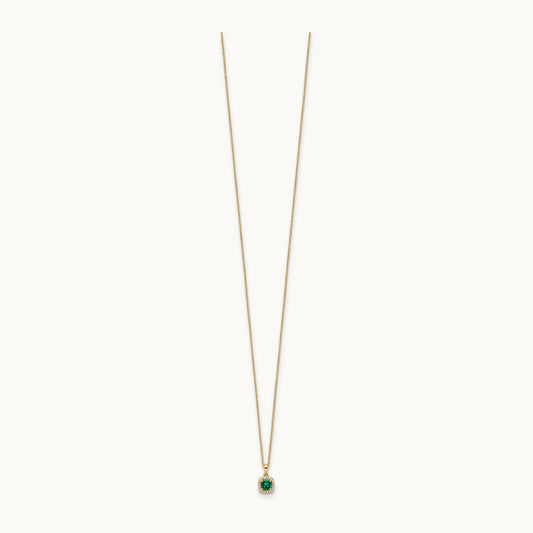 Created Emerald Necklace — 14K Yellow Gold