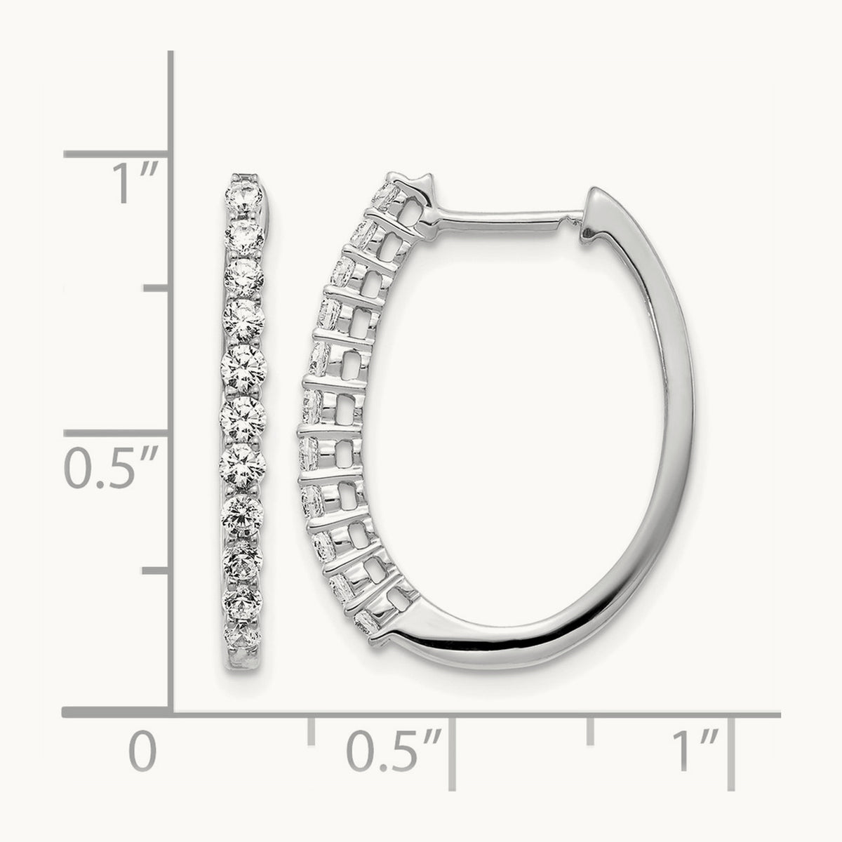 Diamond Hinged Hoop Earrings — 14K White Gold