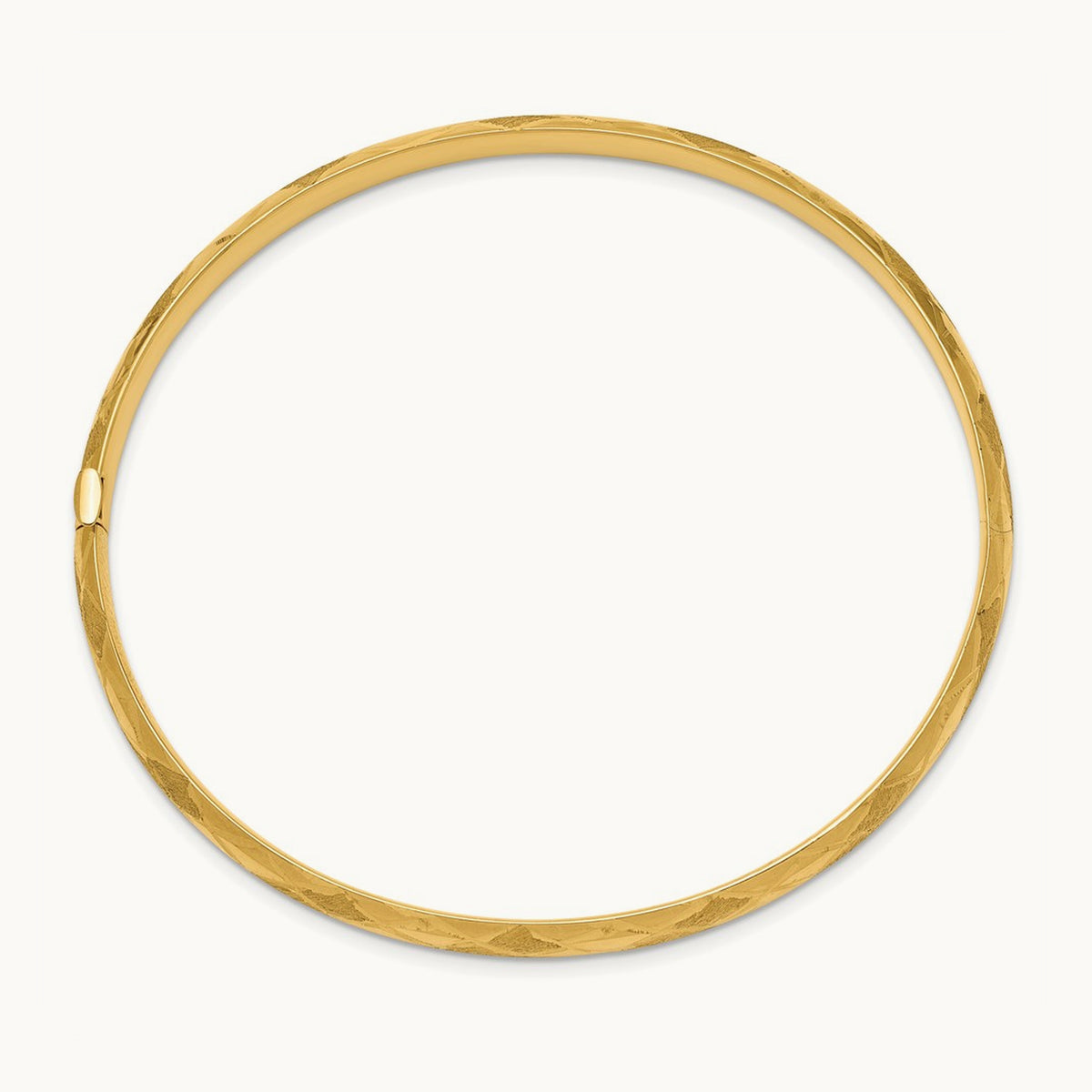 3/16 Diamond-cut Fancy Hinged Bangle Bracelet, 14K