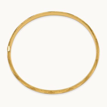 3/16 Diamond-cut Fancy Hinged Bangle Bracelet, 14K