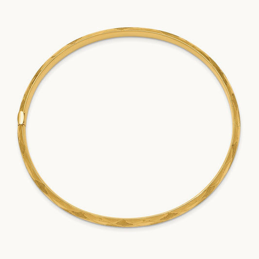 3/16 Diamond-cut Fancy Hinged Bangle Bracelet, 14K