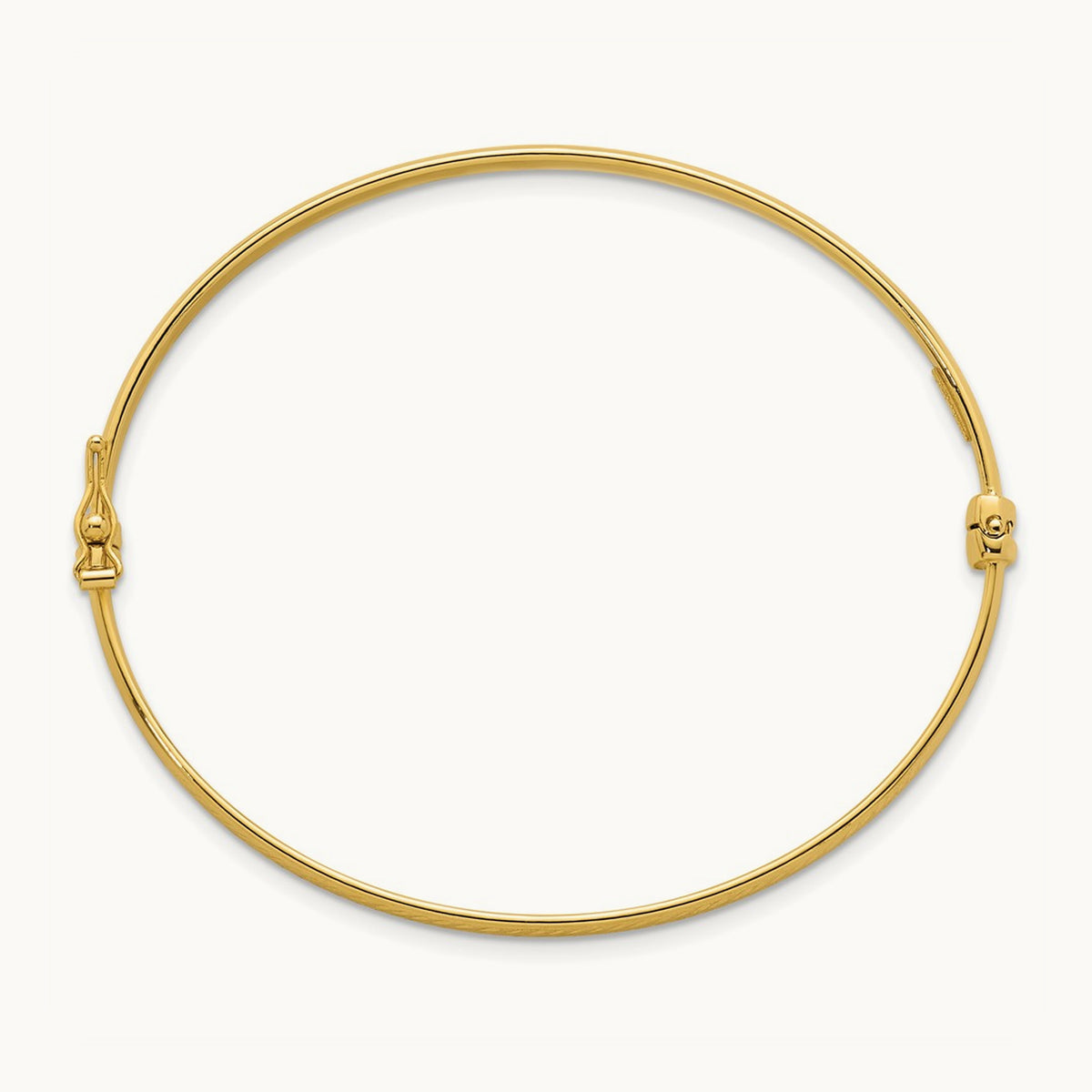Polished and Diamond-cut Hinged Bangle, 14K