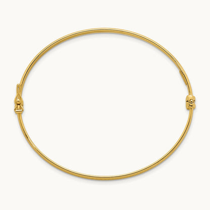 Polished and Diamond-cut Hinged Bangle, 14K