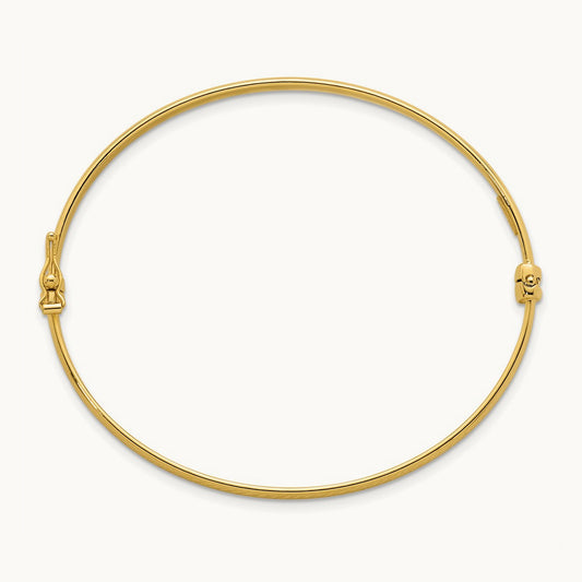 Polished and Diamond-cut Hinged Bangle, 14K