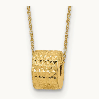 Rope Chain w/ Barrel Bead w/ 2in Extension Necklace, 14K