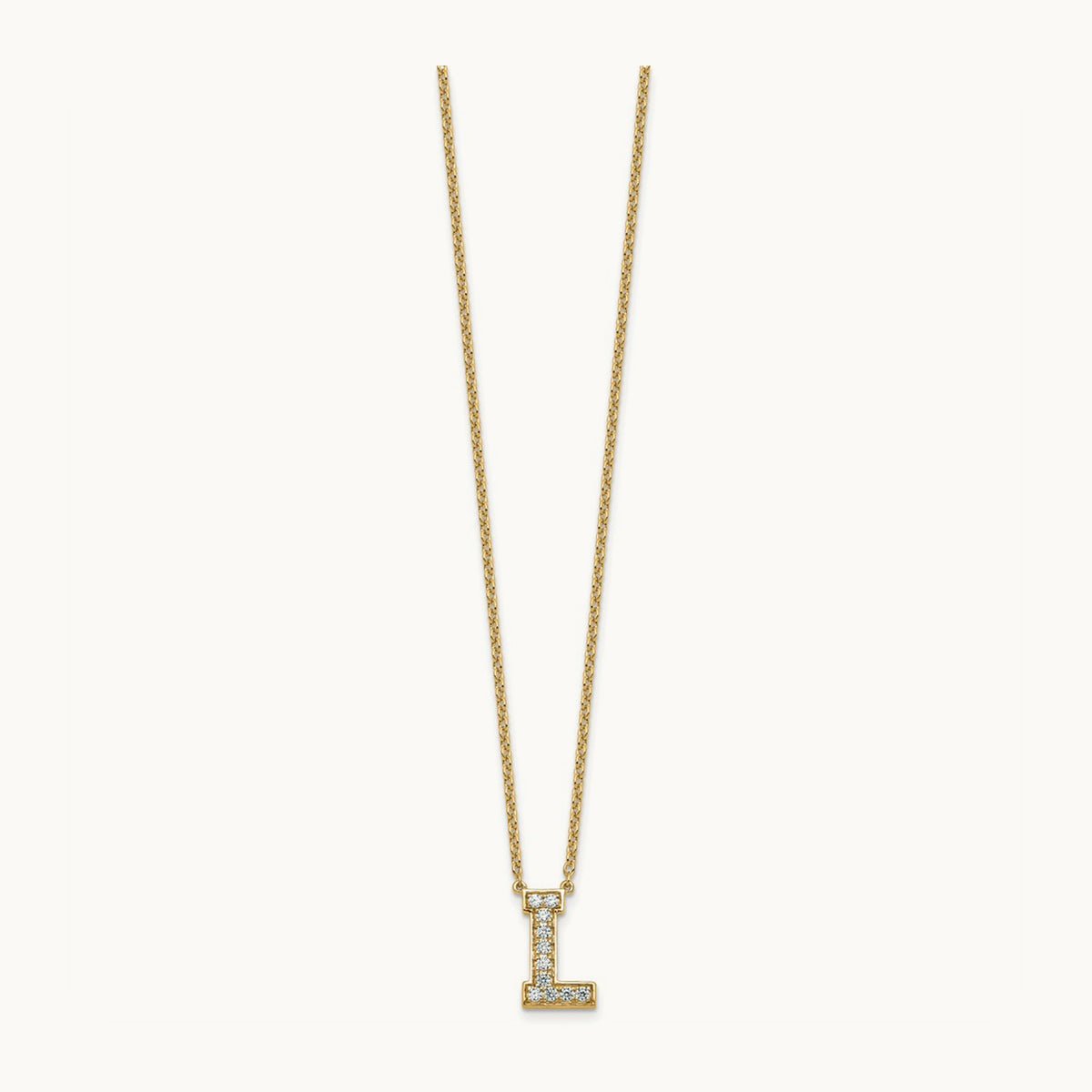 Initial Necklace — 14K Yellow Gold, L, 1/4 ct
