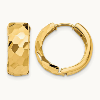 Faceted & Polished Hinged Hoop Earrings, 6mm, 14K