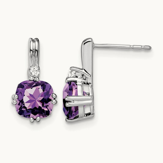 Cushion Amethyst and Diamond Earrings — photo set