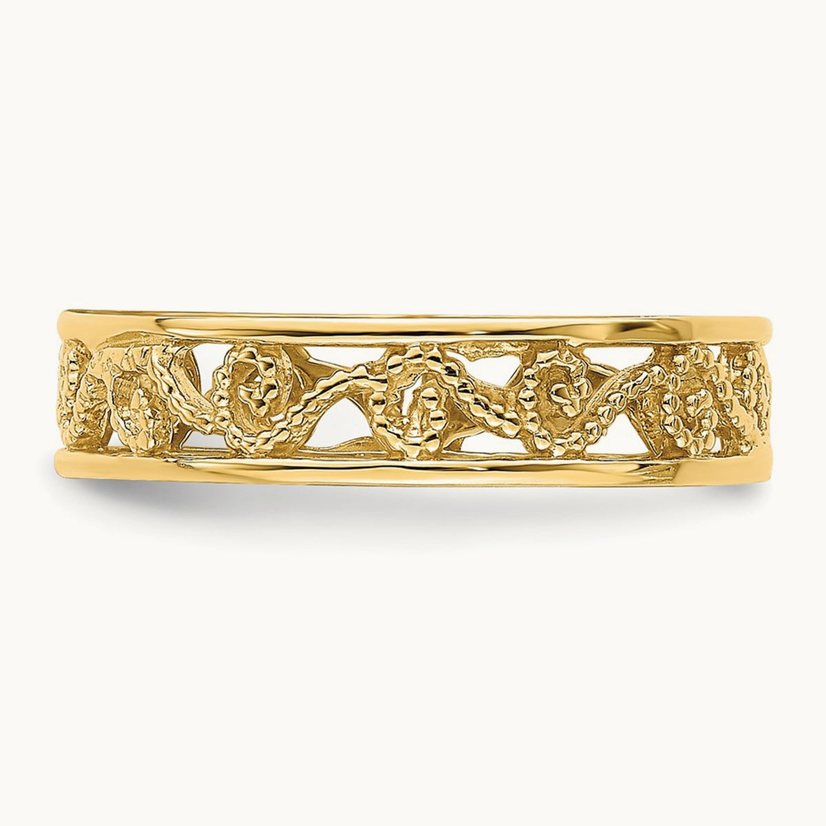 Beaded Scroll Cut-Out Band Child's Ring, 14K