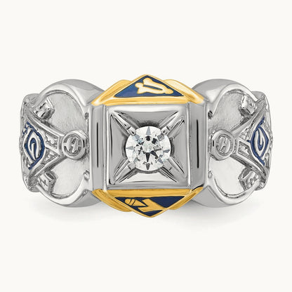 14ktt IBGoodman Men's Enameled & Diamond Blue Lodge Masonic Ring