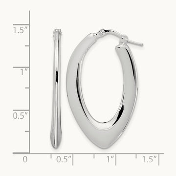 Rhod-plated Polished Oval Hoop Earrings, Sterling Silver — Leslie's