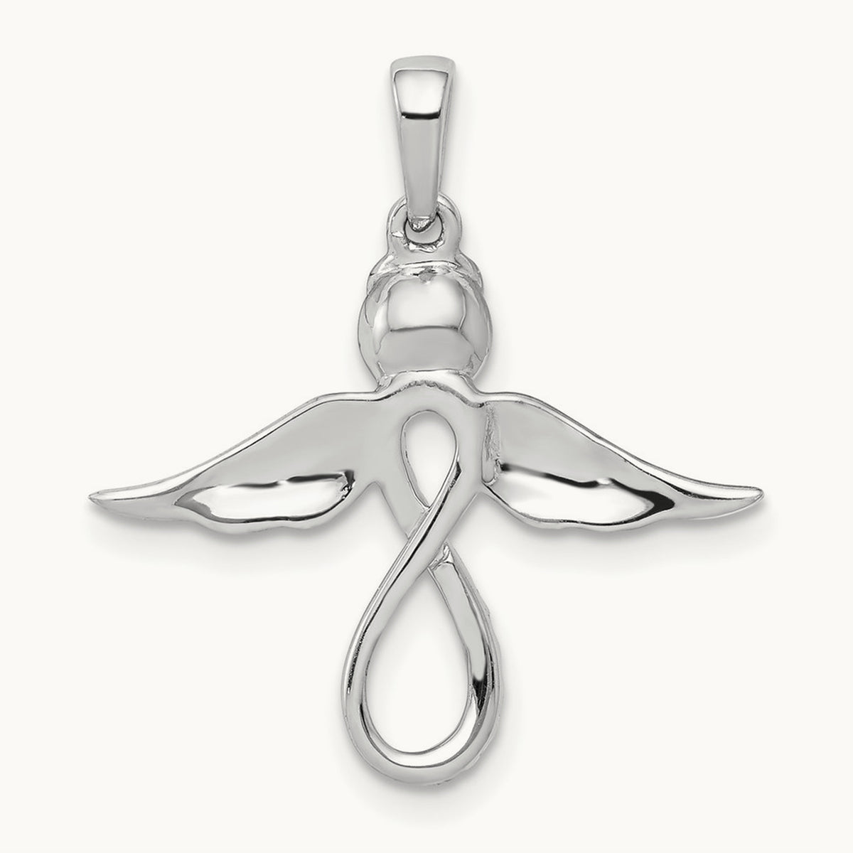 Diamond Infinity Angel Pendant, 14K White Gold