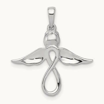 Diamond Infinity Angel Pendant, 14K White Gold