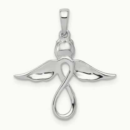 Diamond Infinity Angel Pendant, 14K White Gold