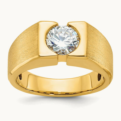 Polished & Satin Men's Ring, 1.00 ct tw Lab-Grown Diamond