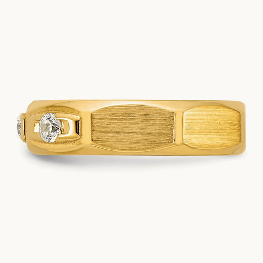 IB Goodman Mens Satin Complete 1/3ct Diamond Ring, 14K Yellow Gold