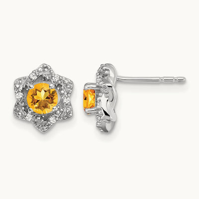 Citrine and Diamond Post Earrings — photo set
