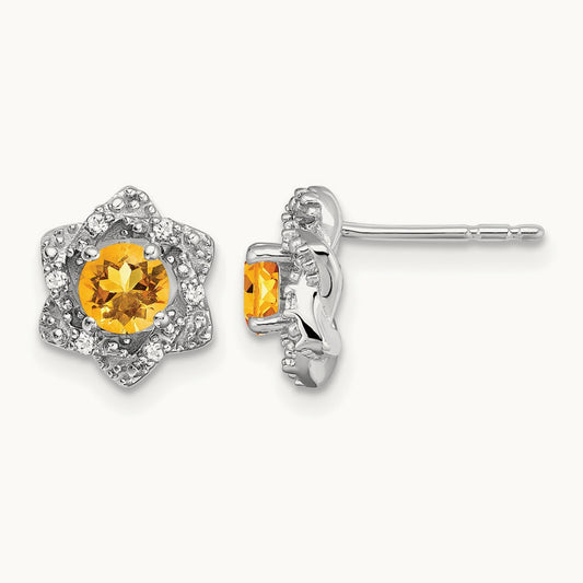 Citrine and Diamond Post Earrings — photo set