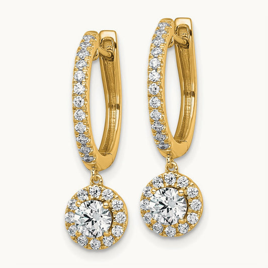 Dangle Hoop Earrings, 1.00 ct tw Lab-Grown Diamond — 14K Yellow Gold