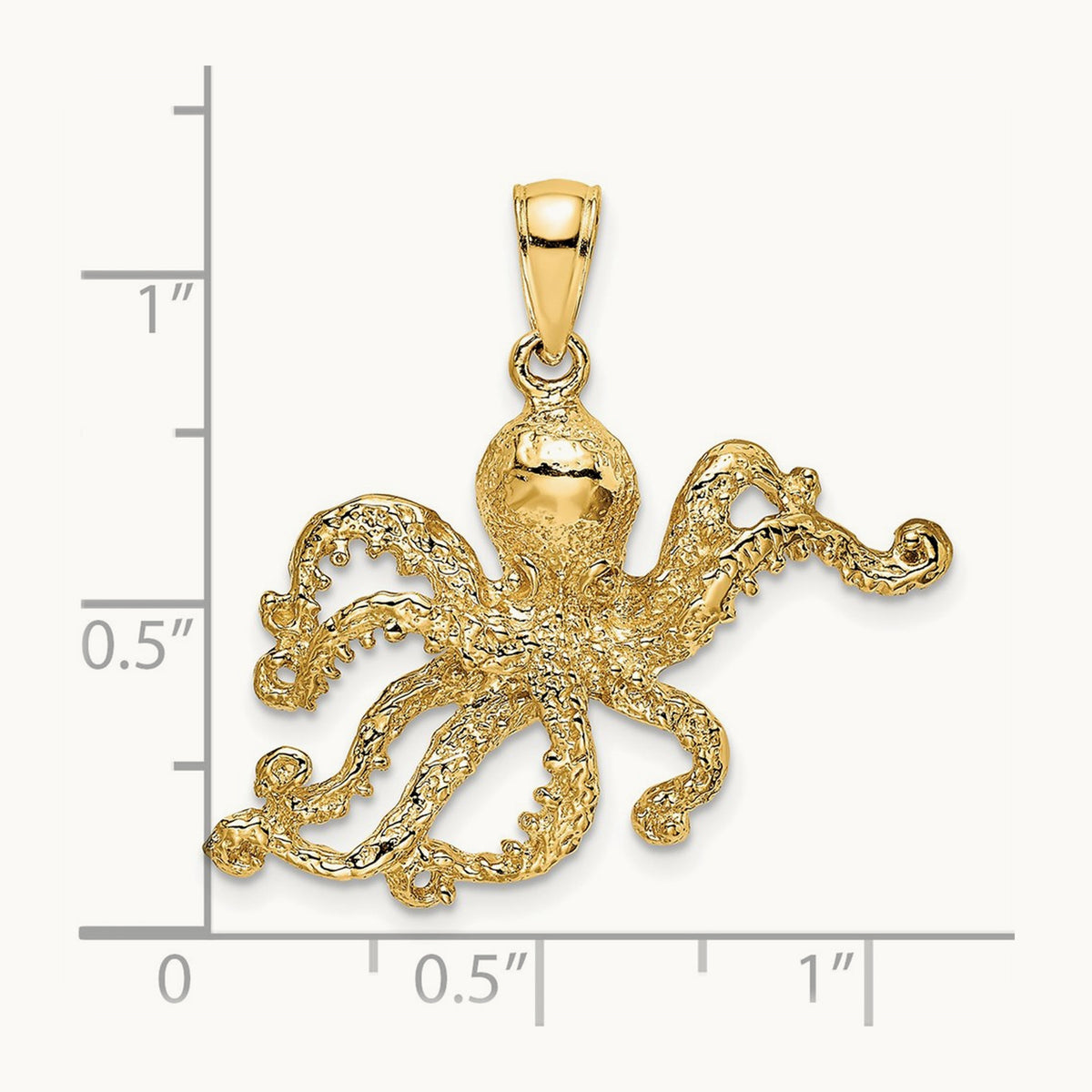Textured Octopus Charm — 14K Yellow Gold, 26mm