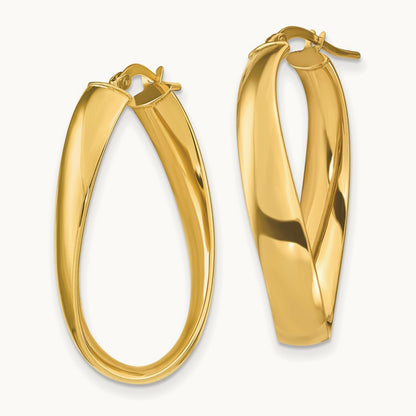Twisted Oval Hoop Earrings, 6mm, 14K