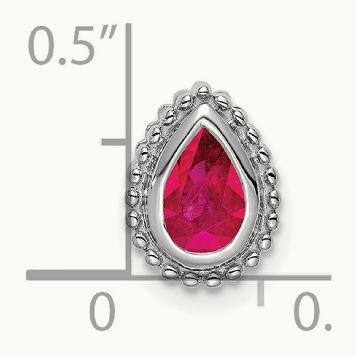 Pear Ruby Chain Slide — 14K White Gold