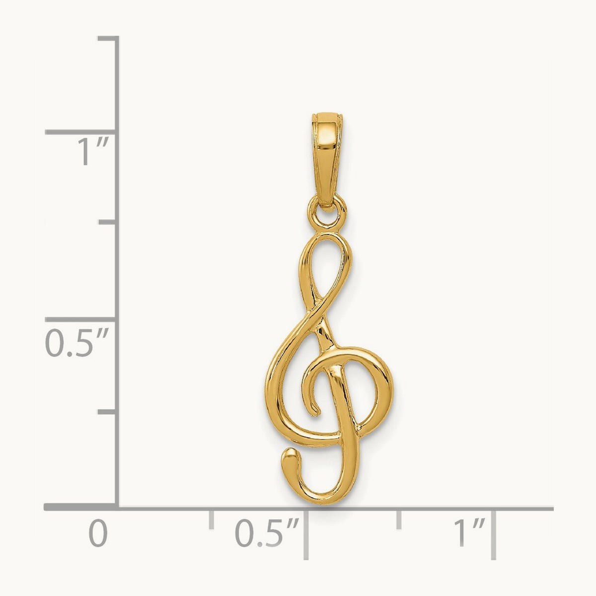 3-D Treble Clef Pendant — 14K White Gold
