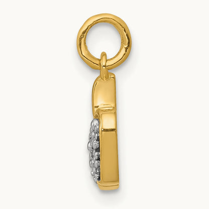 Diamond Apple Charm — 14K Yellow Gold