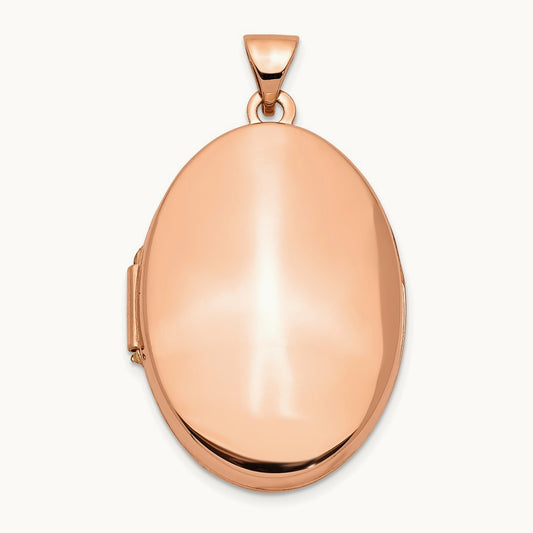 Polished Domed Oval Locket, 26mm, 14K Rose Gold