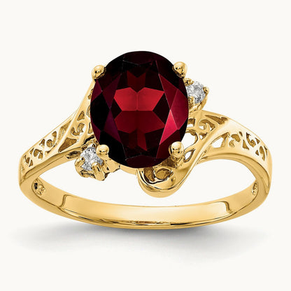 Garnet Diamond ring, 14K