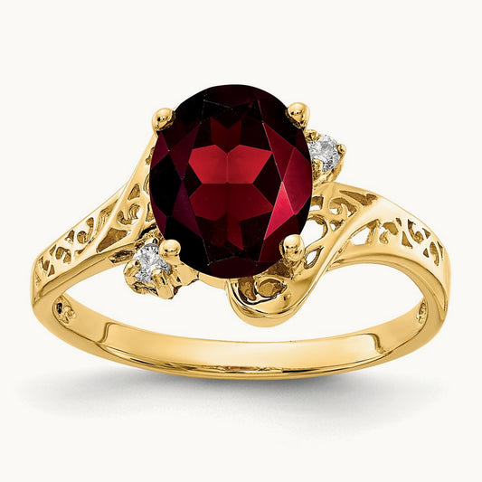 Garnet Diamond ring, 14K