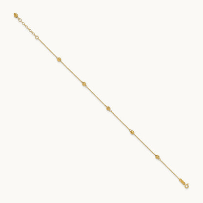 Diamond-cut Bead w/ 1in ext. Anklet, 14K