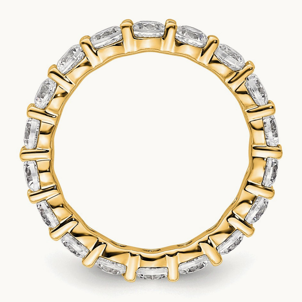 Polished Shared Prong Diamond Eternity Band, 2.00 ct tw — 14K Yellow Gold