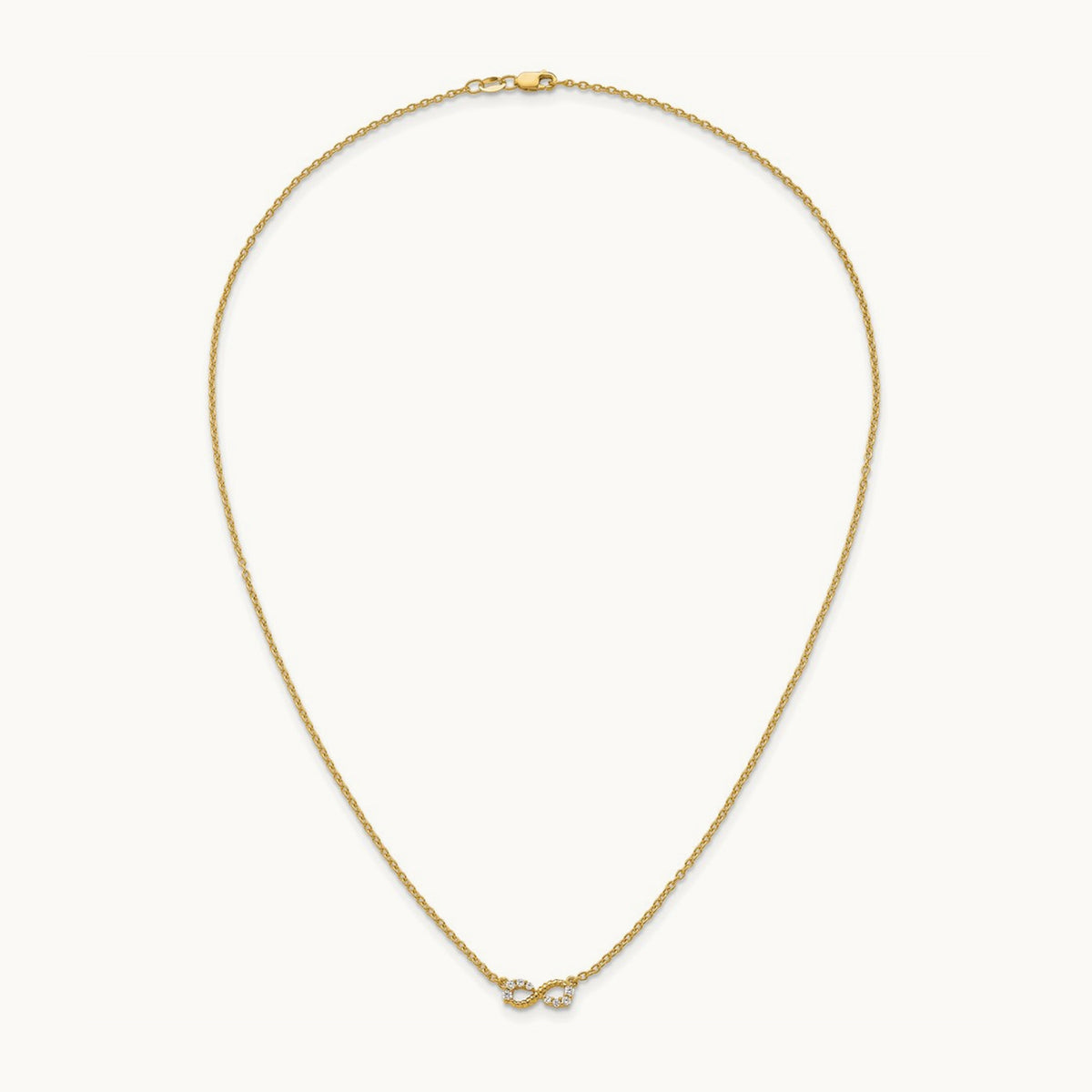 Polished and Beaded Diamond Infinity Necklace, 14K