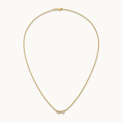 Polished and Beaded Diamond Infinity Necklace, 14K