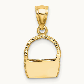 2-D Flat Back Basket Charm, 14K