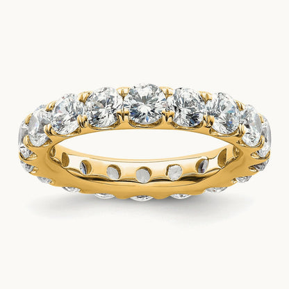 Polished U Shared Prong Diamond Eternity Band, 3.00 ct tw — 14K Yellow Gold