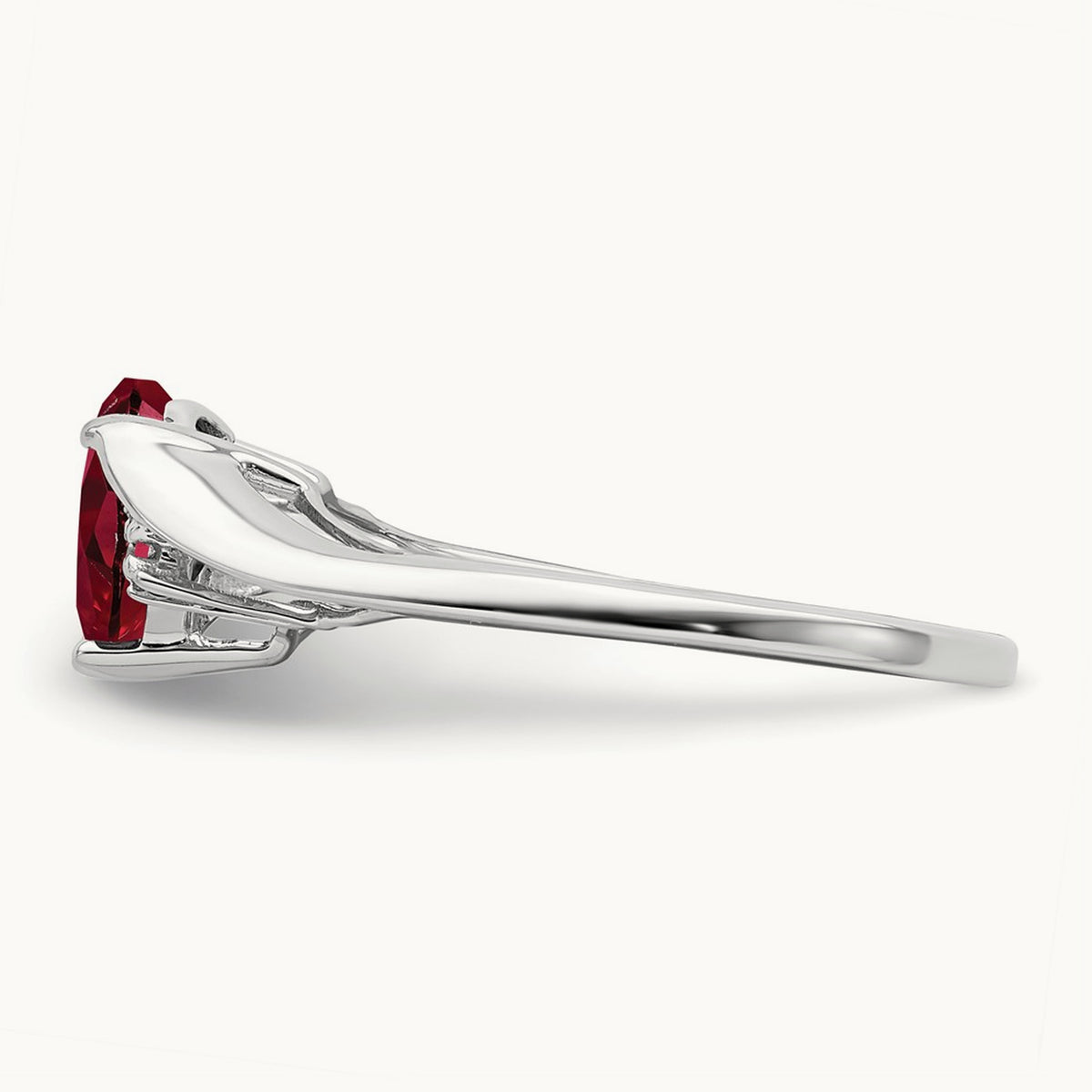 Created Ruby and Diamond Heart Ring, 14K White Gold