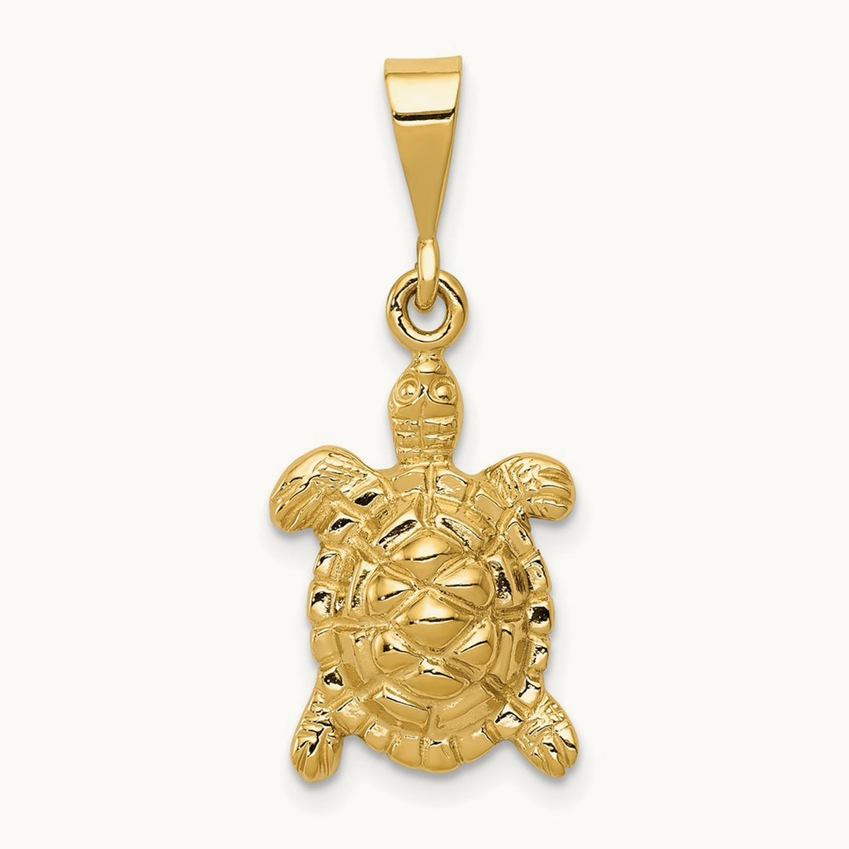 Solid Polished Open-Backed Sea Turtle Charm, 14K