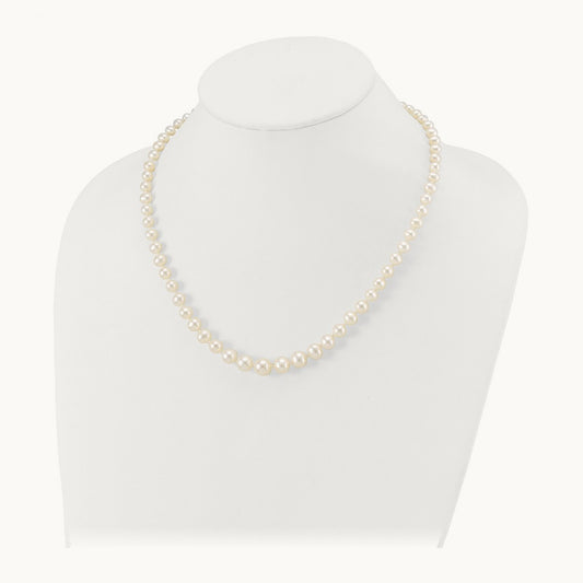 White Freshwater Cultured Pearl Graduated Necklace — 8mm