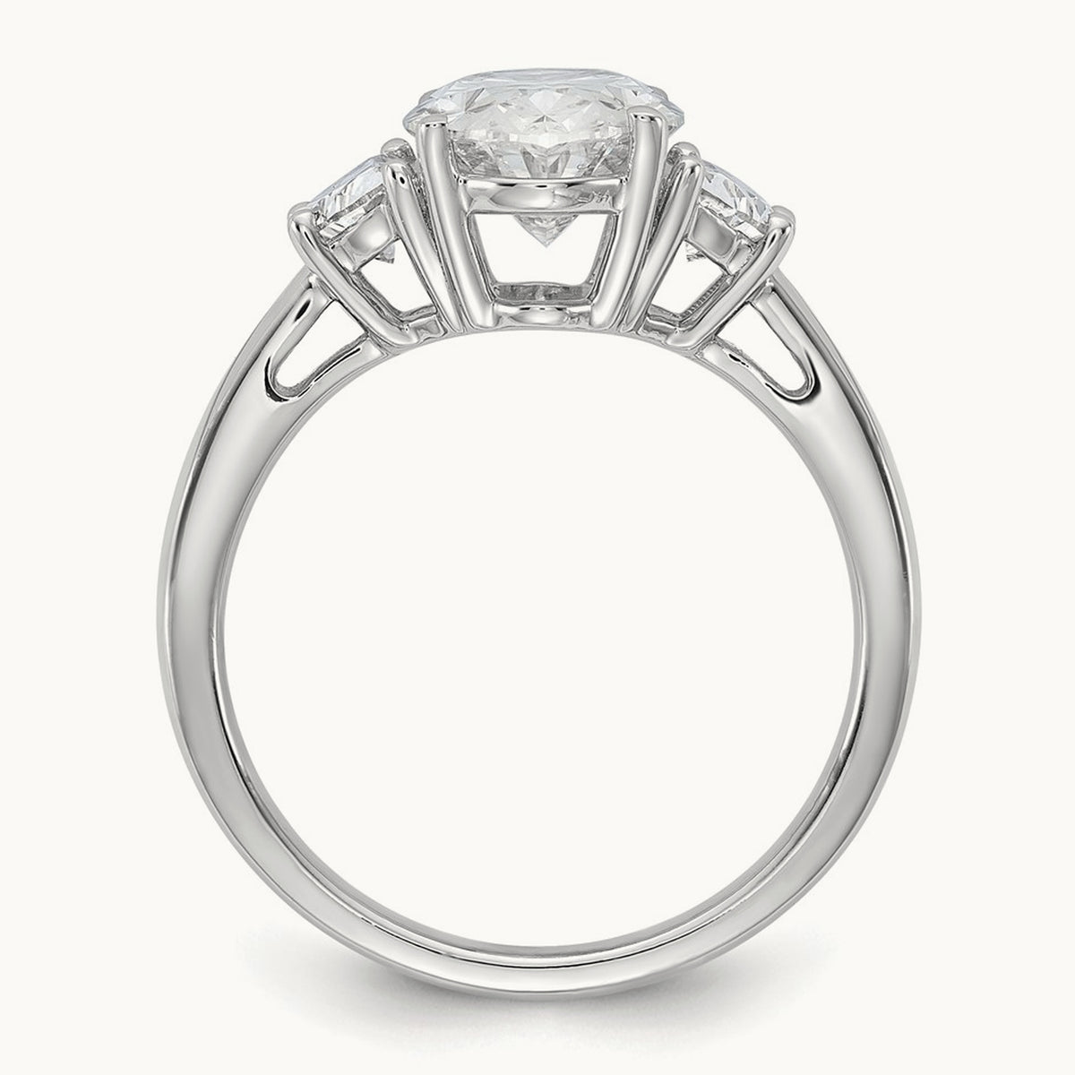 Half Moon and Oval Semi-Mount Engagement Ring, 0.50-1.00 ct tw Lab-Grown Diamond — 5/8 ct, 14K White Gold