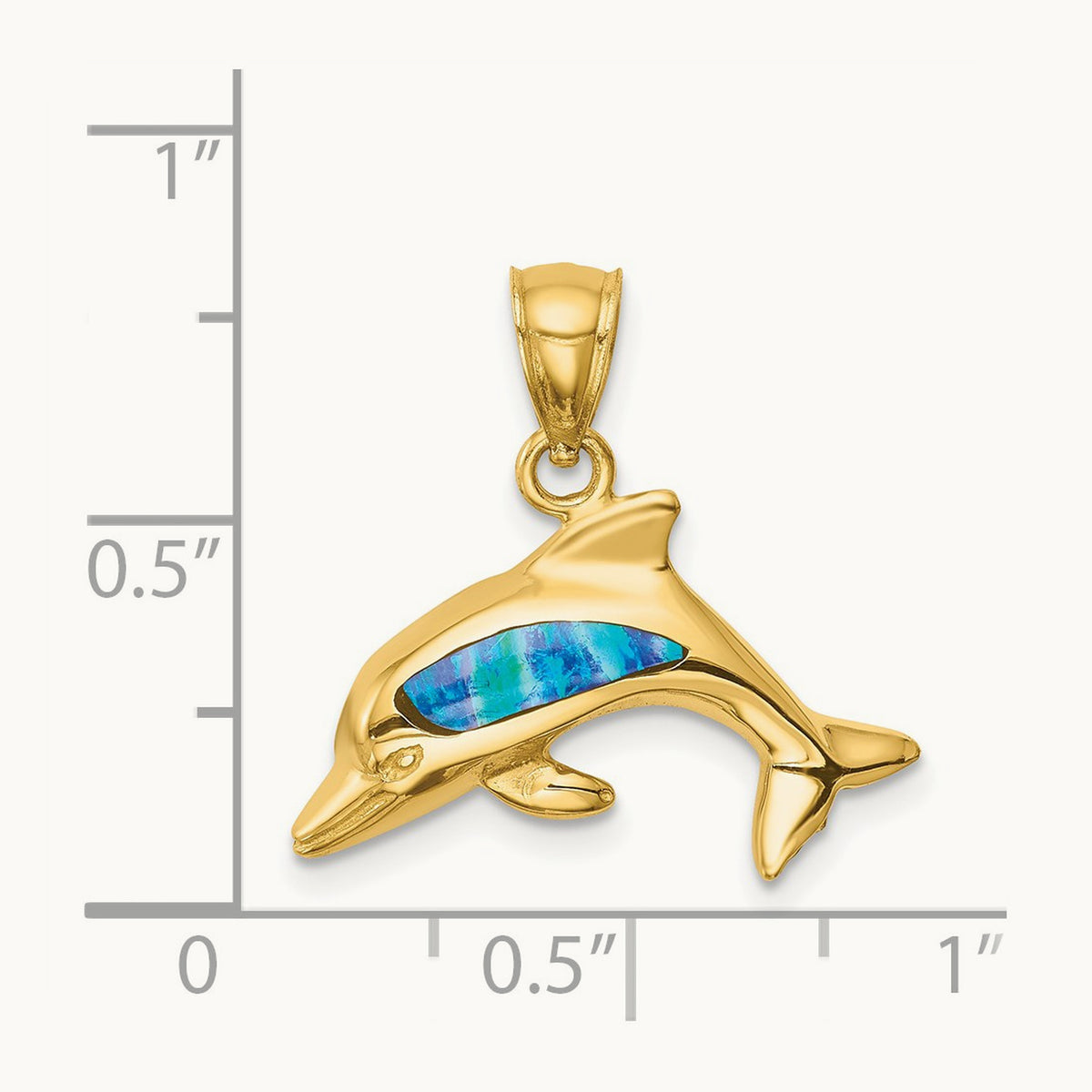 Lab Created Opal Dolphin Pendant — 20mm