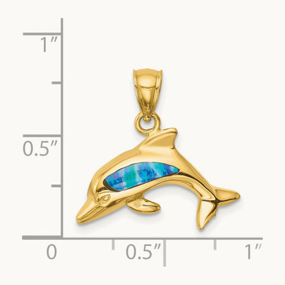 Lab Created Opal Dolphin Pendant — 20mm
